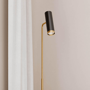 Mat zwart gouden vloerlamp met schakelaar en Gu10 fitting By Rydens Puls - FOIR