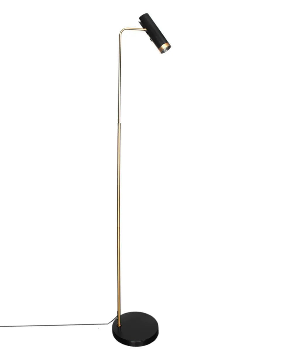 vloerlamp mat zwart en goud met gu10 fitting en schakelaar by rydens
