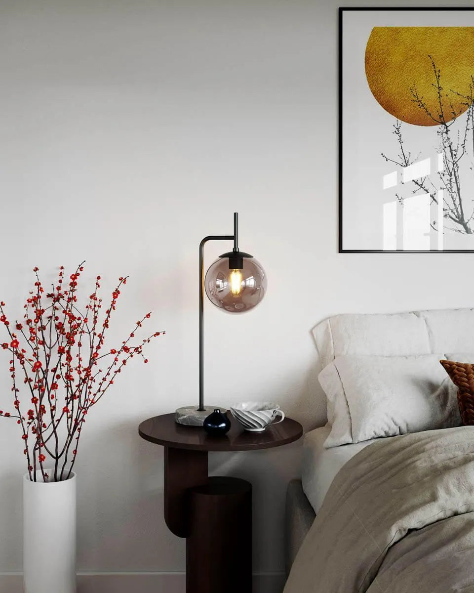 Zwarte tafellamp met smokeglas en E27 fitting By Rydens Boyle - FOIR