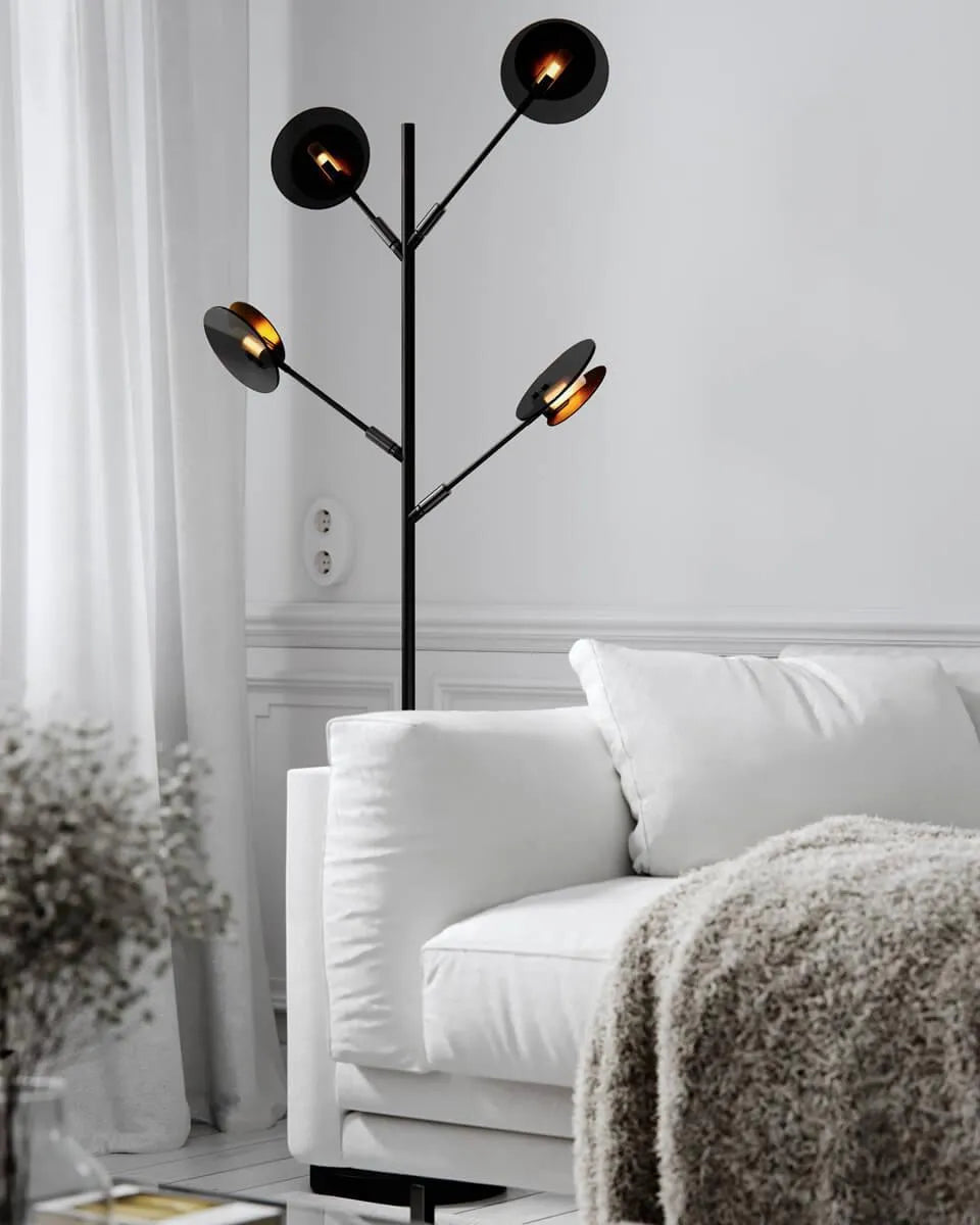 Grote vloerlamp metaal en glas met g9 fittingen en schakelaar by rydens 7391741009623