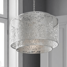 Hanglamp zilver 'Mesh Grande' zilver By Rydens mesh E27 fitting 48 cm - FOIR