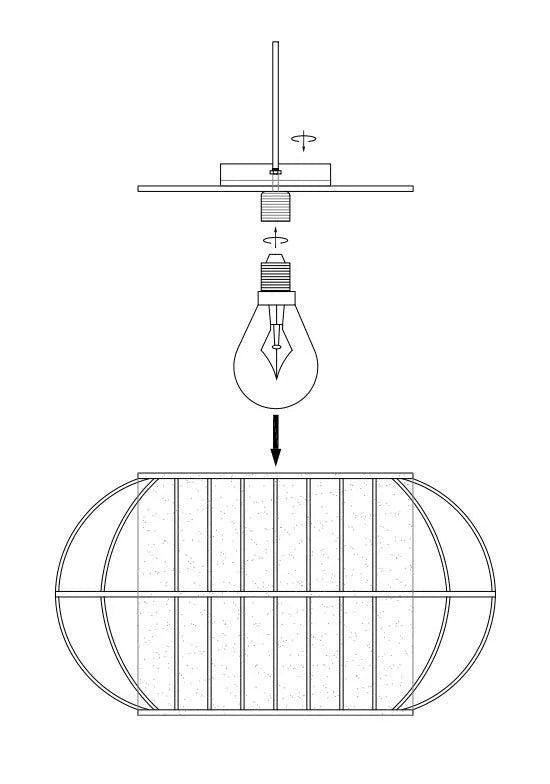 Plafondlamp bamboe 400mm E27 fitting rond 'Geoffrey' - FOIR