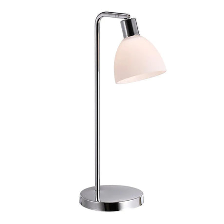 Verstelbare nordlux ray tafellamp chrome opaalglas schakelaar e14 fitting  63201033 