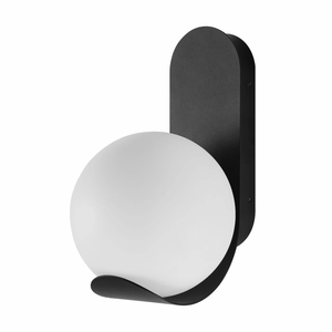 Buitenlamp zwart bol 'Dalius' opaal glas e27 metaal 30 cm - FOIR