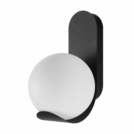 Buitenlamp zwart bol 'Dalius' opaal glas e27 metaal 30 cm - FOIR