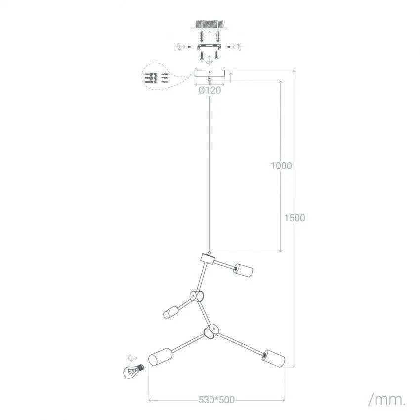 Hanglamp zwart 'Molecuul' e27 fitting modern led lamp modern - FOIR