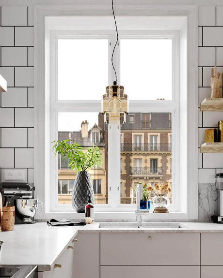 Glazen hanglamp by rydens ebbot amberglas goudkleurig e27 fitting 7391741017925