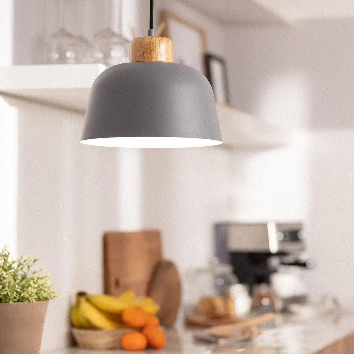 grote hanglamp mat grijs met ingebouwde e27 fitting modern metaal