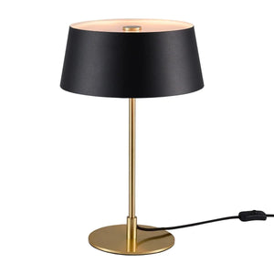 Kleine tafellamp mat zwart en messing E14 fitting en schakelaar Nordlux Clasi - FOIR