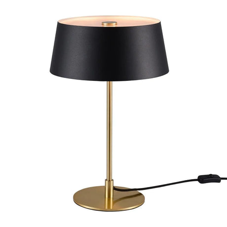 Kleine tafellamp mat zwart en messing E14 fitting en schakelaar Nordlux Clasi - FOIR