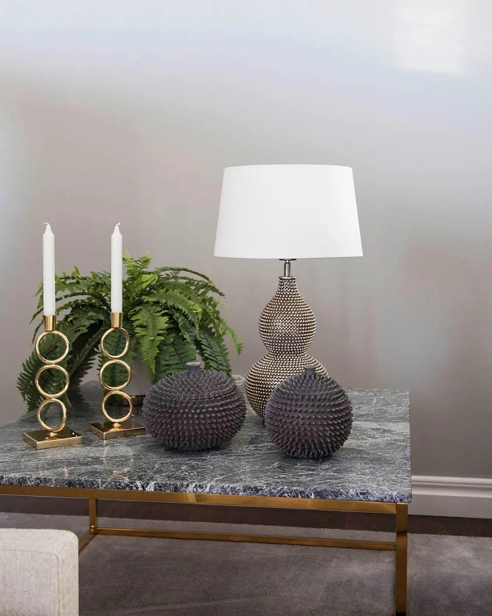 Tafellamp witte kap zilver e27  fitting design schakelaar by rydens lofty 4001840-6508 7391741018403