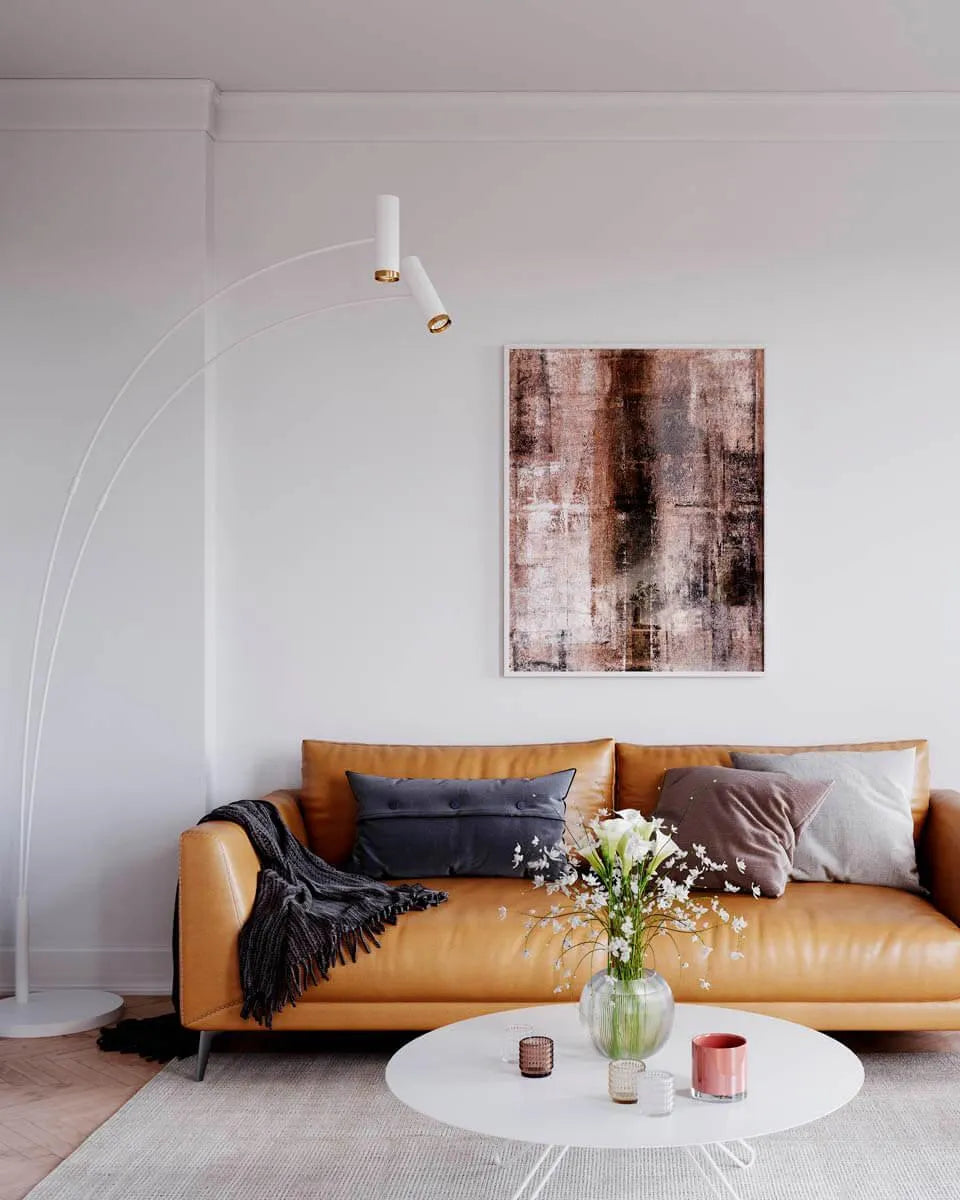 Grote mat witte vloerlamp met 2 GU10 fittingen By Rydens Puls - FOIR