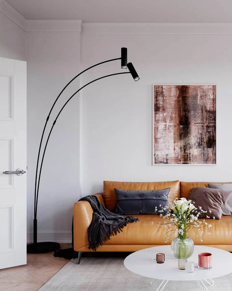Grote zwarte vloerlamp met 2 GU10 fittingen By Rydens Puls - FOIR
