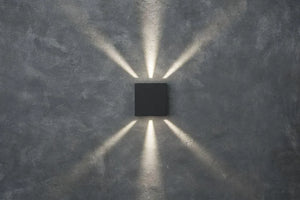 Gevelverlichting kubus vierkant 'Gemini beams' donkergrijs led lamp 11 cm - FOIR