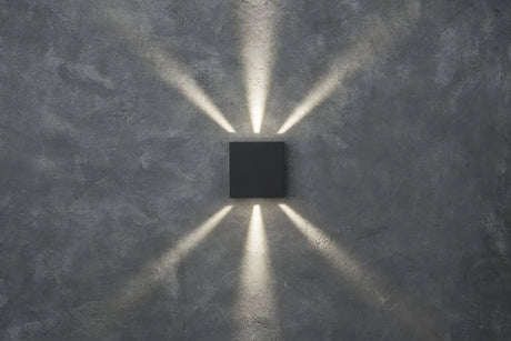 Gevelverlichting kubus vierkant 'Gemini beams' donkergrijs led lamp 11 cm - FOIR