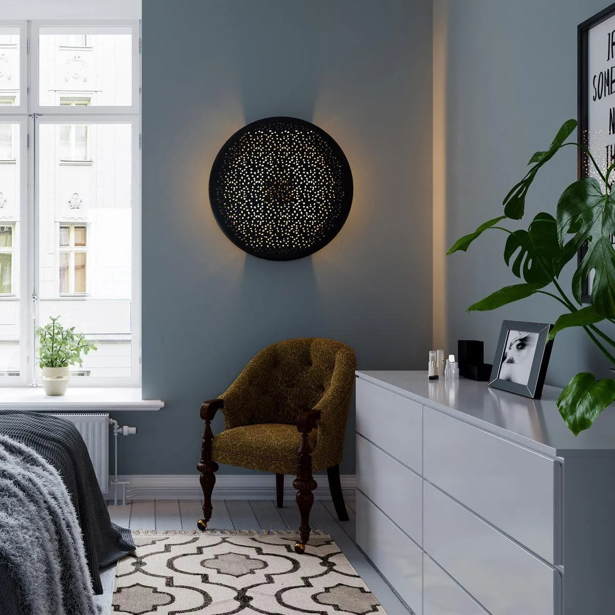 grote ronde wandlamp modern 4300170-4007 byrydens zwart 