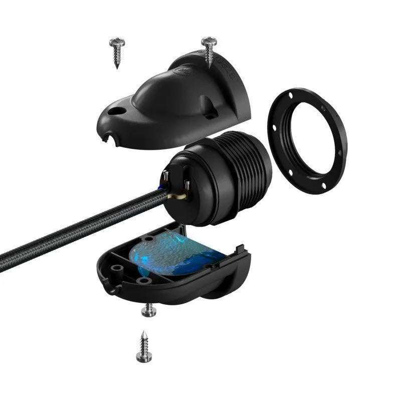 Fitting e27 lamp zwart waterdicht voor buiten