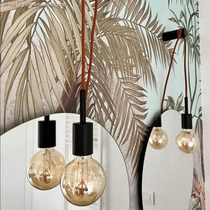 Fitting lamp e27 lang zwart rond design 7cm - FOIR