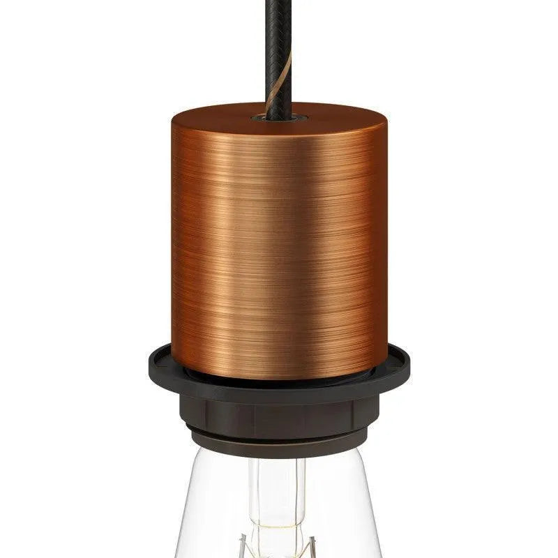 Fitting lamp koper e27 glad ontwerp met lampenkap ring - FOIR