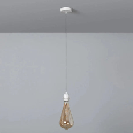 Lamp snoer met E27 fitting rond met stoffen snoer en plafondkap