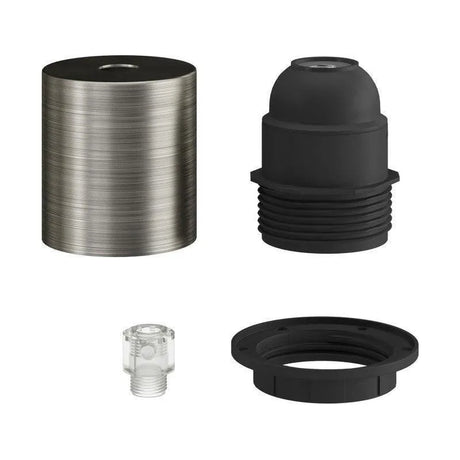 Fitting lamp zilver E27 glad ontwerp met lampenkap ring - FOIR