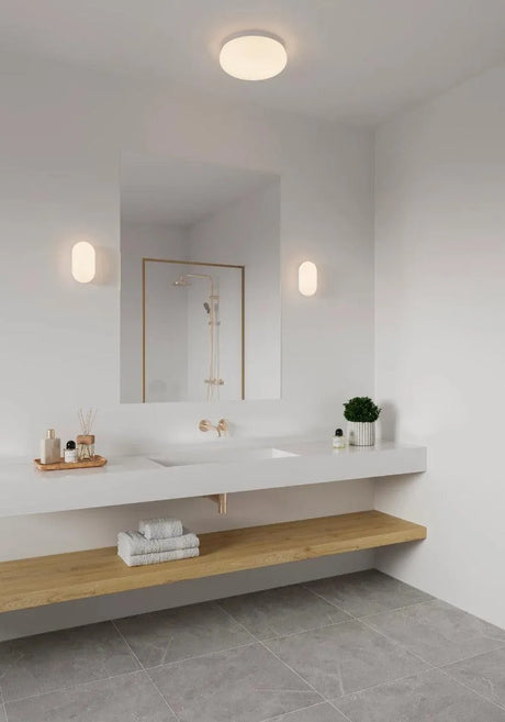 Ronde plafondlamp badkamer zwart wit E27 fitting 'Nordlux Foam' - FOIR