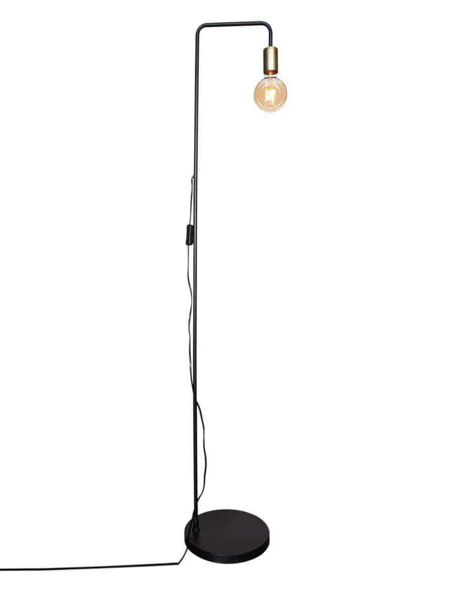 Vloerlamp minimalistisch schakelaar mat zwart messing e27 fitting en schakelaar designverlichting by rydens  4100370-4002, 7391741003720
