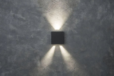 Gevelverlichting kubus vierkant 'Gemini beams' donkergrijs led lamp 11 cm - FOIR
