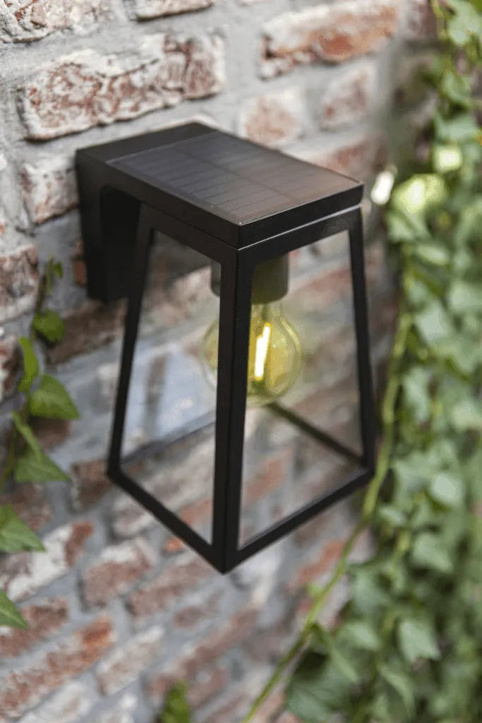 Industriele gevelverlichting solar met E27 fitting zwart met glas Fia - FOIR