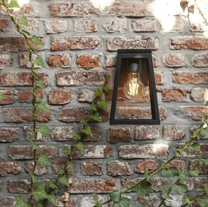 Industriele gevelverlichting solar met E27 fitting zwart met glas Fia - FOIR