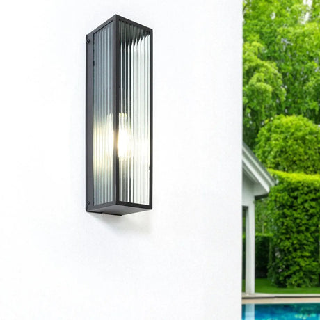 Gevelverlichting zwart met glas en E27 fitting 'Piazza 2' - FOIR