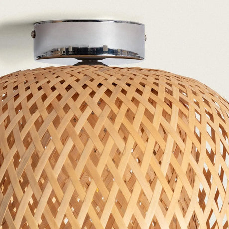 Plafondlamp gevlochten bamboe E27 fitting 'Heloise' - FOIR