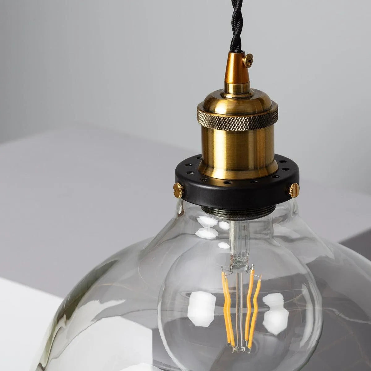 glazen kap lamp industrieel e27 fitting rond transparant