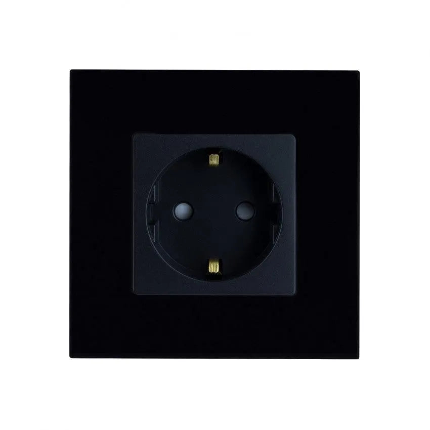 Stopcontact zwart vierkant EU 