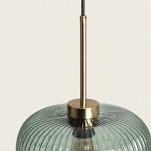 Hanglamp glas Edi ribbel rond E27 25 cm