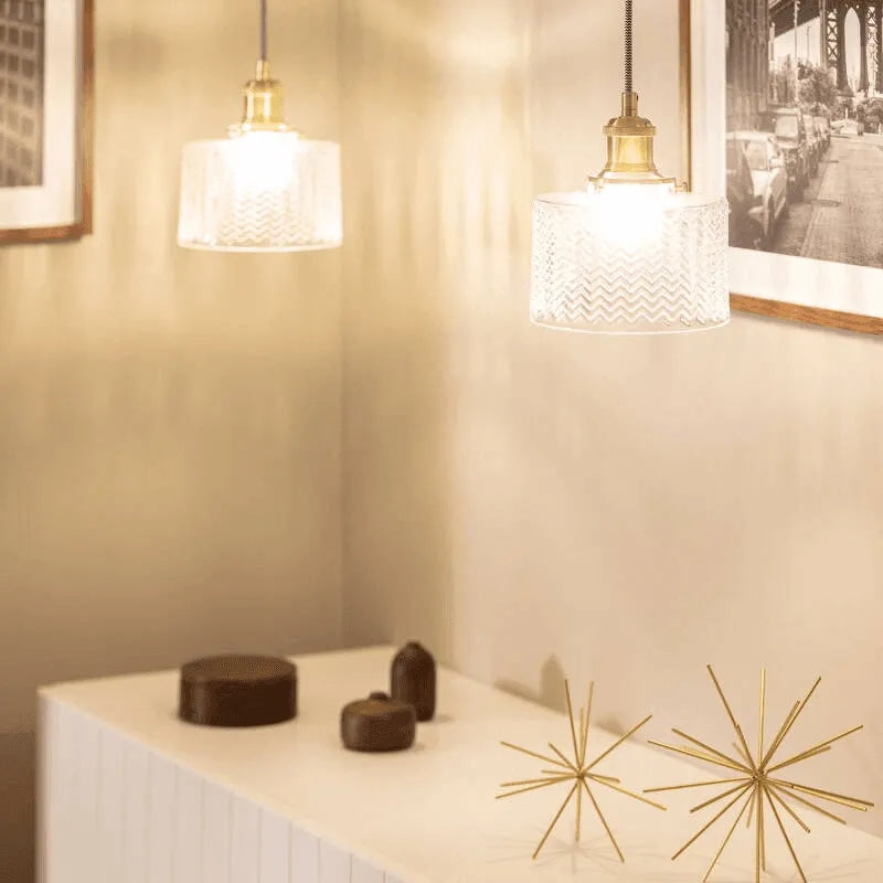 Vintage retro hanglamp goud led lamp glas