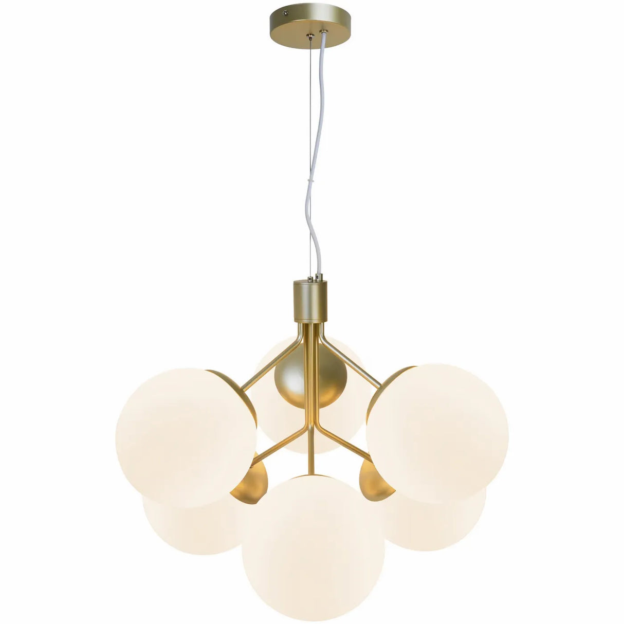 Hanglamp glazen bollen Kroonluchter goud Nordlux 'Ivona' E27 opaal glas 62 cm - FOIR