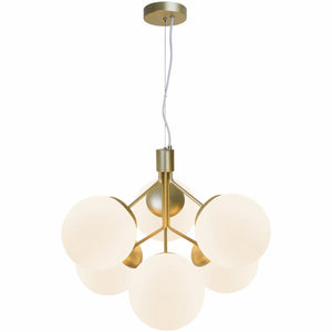 Hanglamp glazen bollen Kroonluchter goud Nordlux 'Ivona' E27 opaal glas 62 cm - FOIR