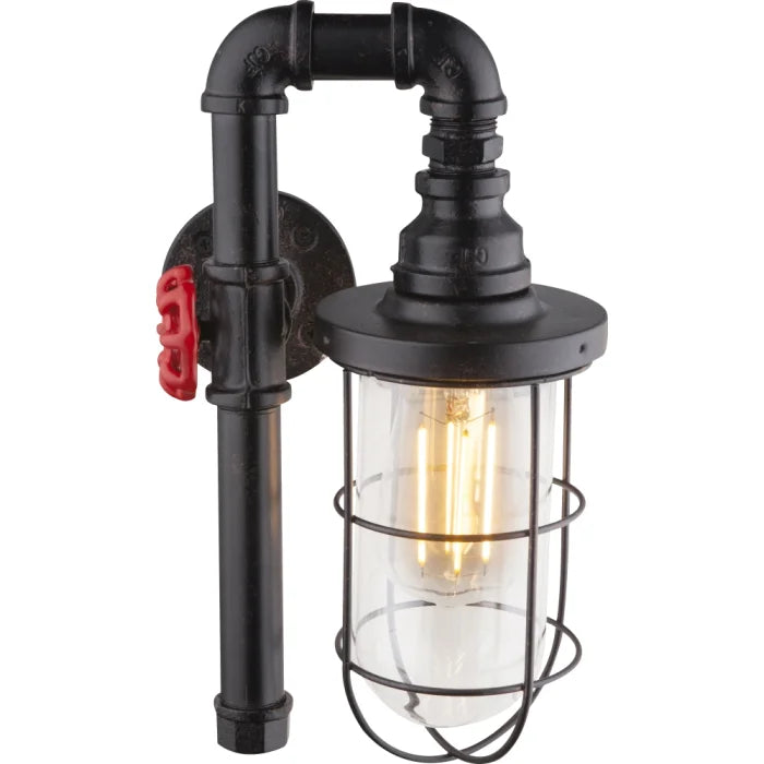 Wandlamp zwart Glas metaal e27 fitting