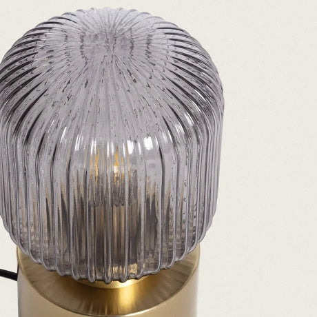 Art deco tafellampje goud met glazen kap 'Jettie' - FOIR