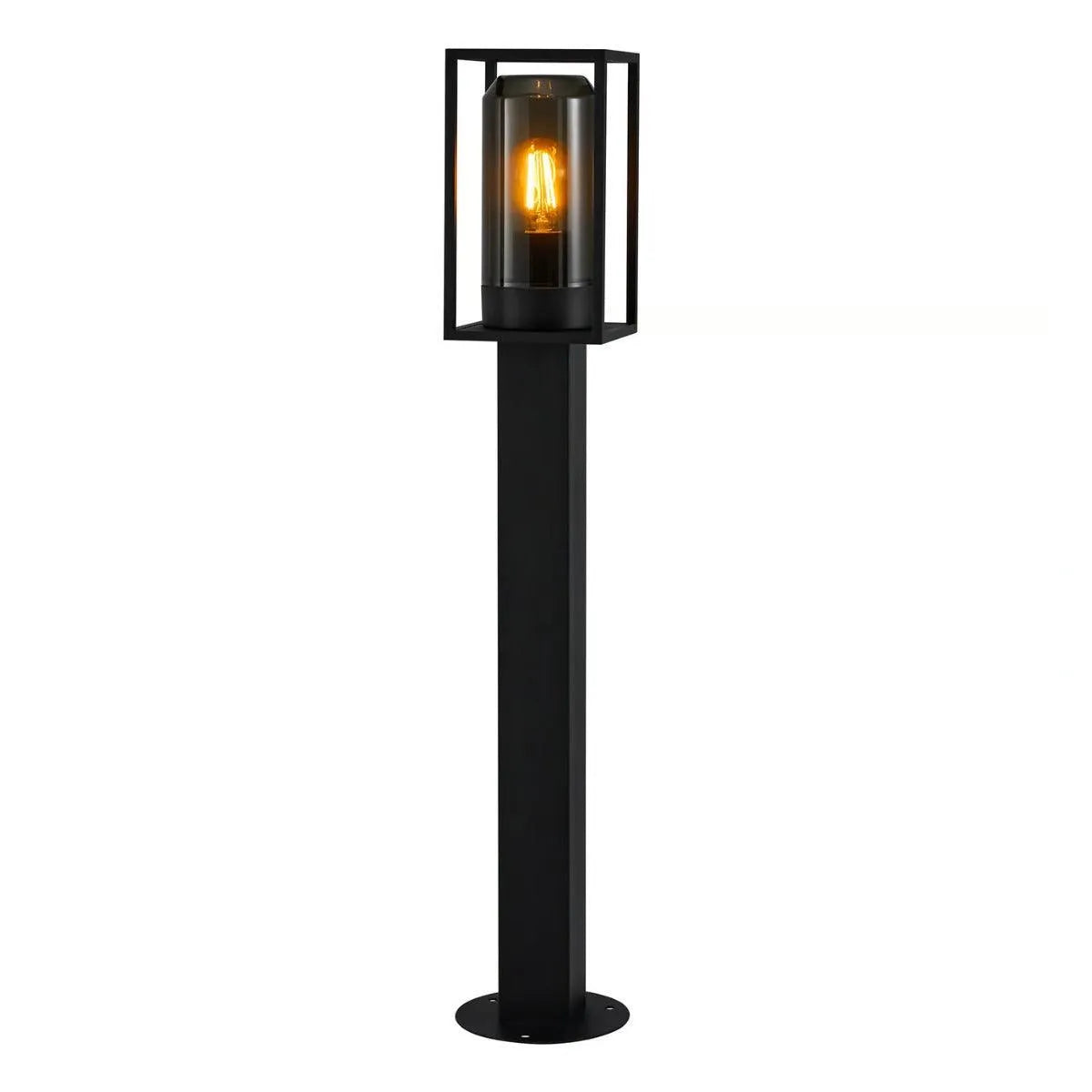Tuinlamp staand zwart met smokeglas & E27 'Griffin' 80cm - FOIR