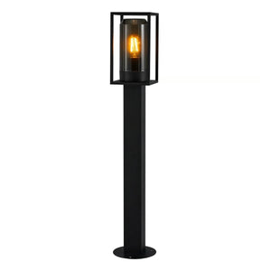 Tuinlamp staand zwart met smokeglas & E27 'Griffin' 80cm - FOIR