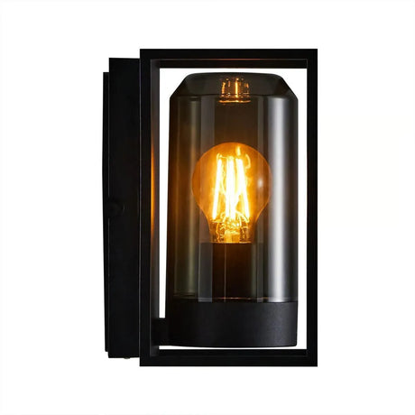 Nordlux Griffin wandlamp zwart met smokeglas & E27 fitting 23 cm - FOIR