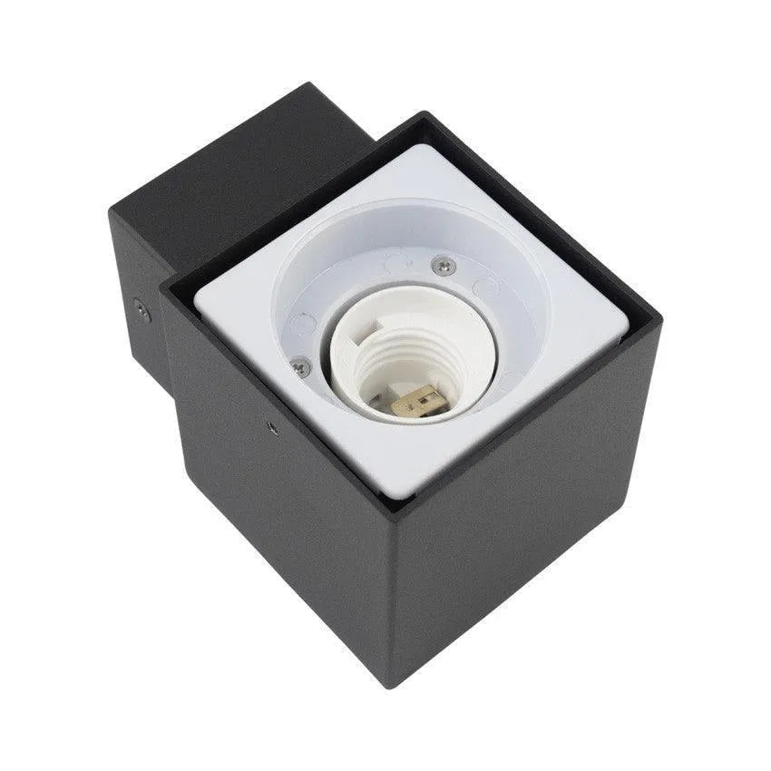 Buitenlamp zwart 'Titanium' vierkant E27 fitting wandlamp - FOIR