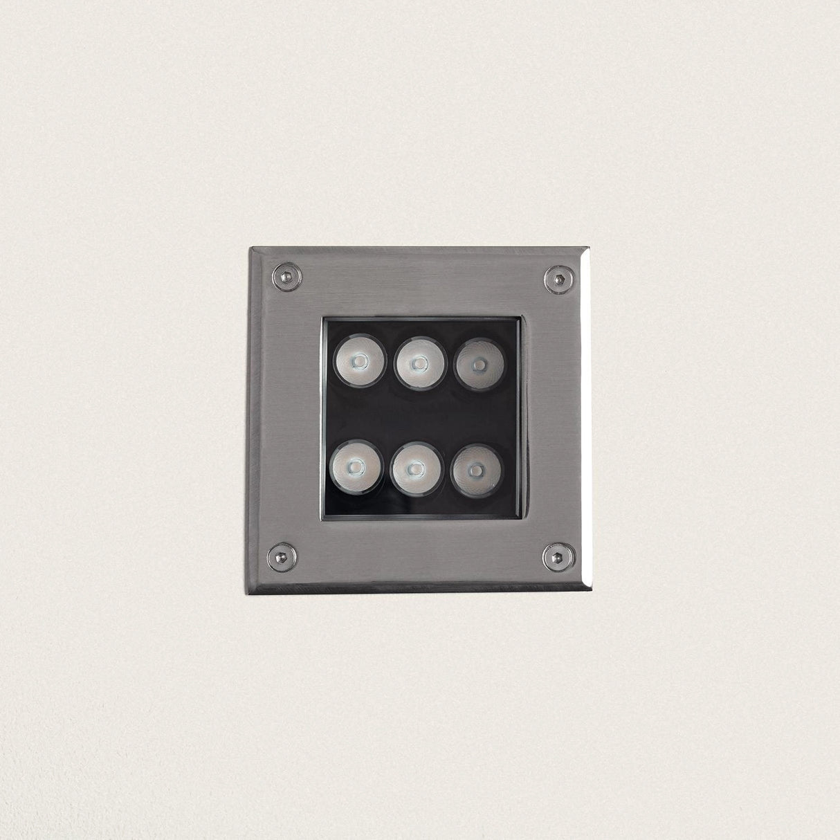 Grondspot vierkant zilver 6W Topia led warm wit inbouwdiameter 11.6 cm 230V