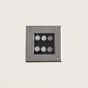 Grondspot vierkant zilver 6W Topia led warm wit inbouwdiameter 11.6 cm 230V