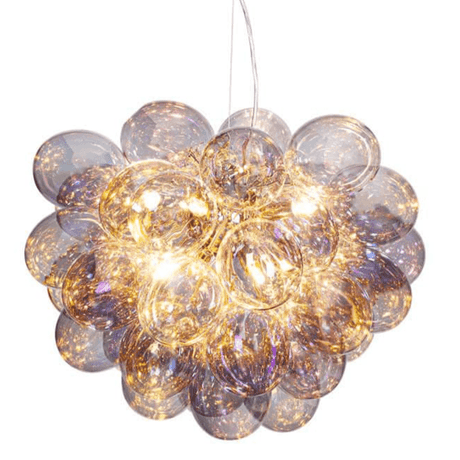 Hanglamp 'Gross' glazen hanglamp 'mother of pearl' multicolor By Rydens 8x G9 fitting 500mm - FOIR