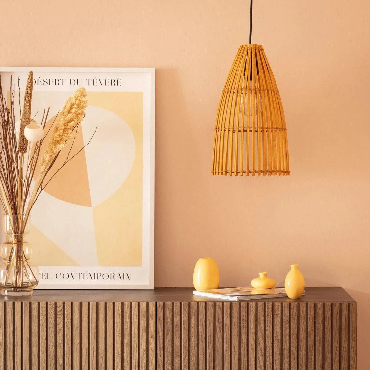 Hanglamp bamboe met E27 fitting 'Nadine' 24cm - FOIR