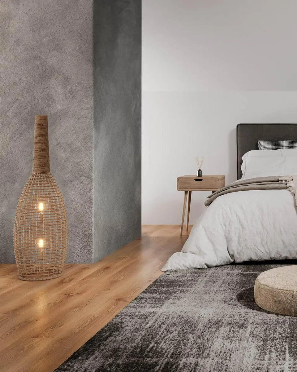 Grote bruine vloerlamp met 2 e27 fittingen schakelaar handgemaakte designverlichting bruin 