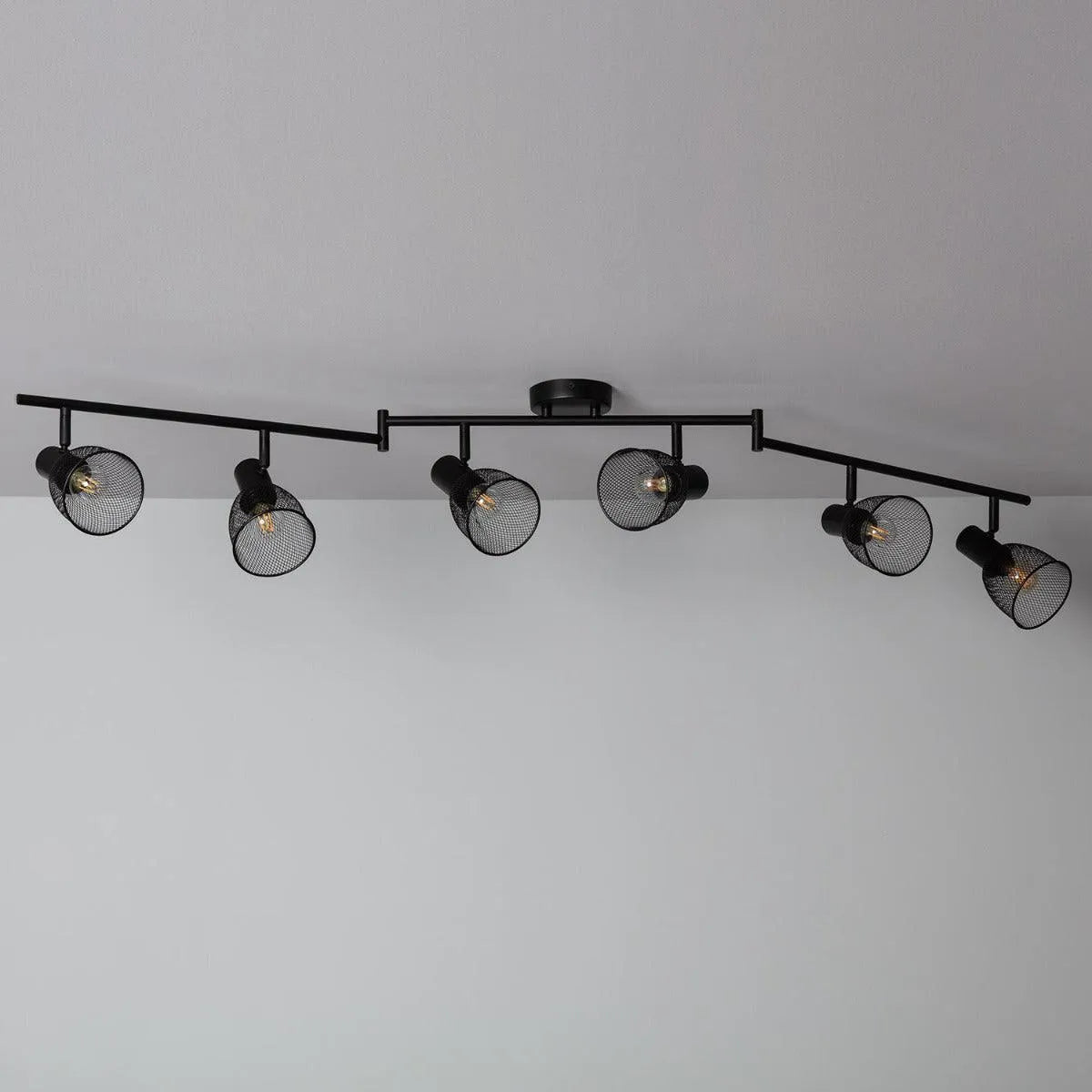 plafondlamp met gaas kappen 6 fittingen